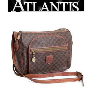 Celine Macadam Shoulder Bag Carriage Leather Brown